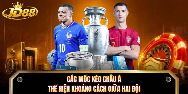 Các mốc kèo châu Á thể hiện khoảng cách giữa hai đội